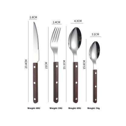 304 Stainless Steel Knife, Fork And Spoon French Rivet Tableware Clip Handle Hotel Western Dinner Set