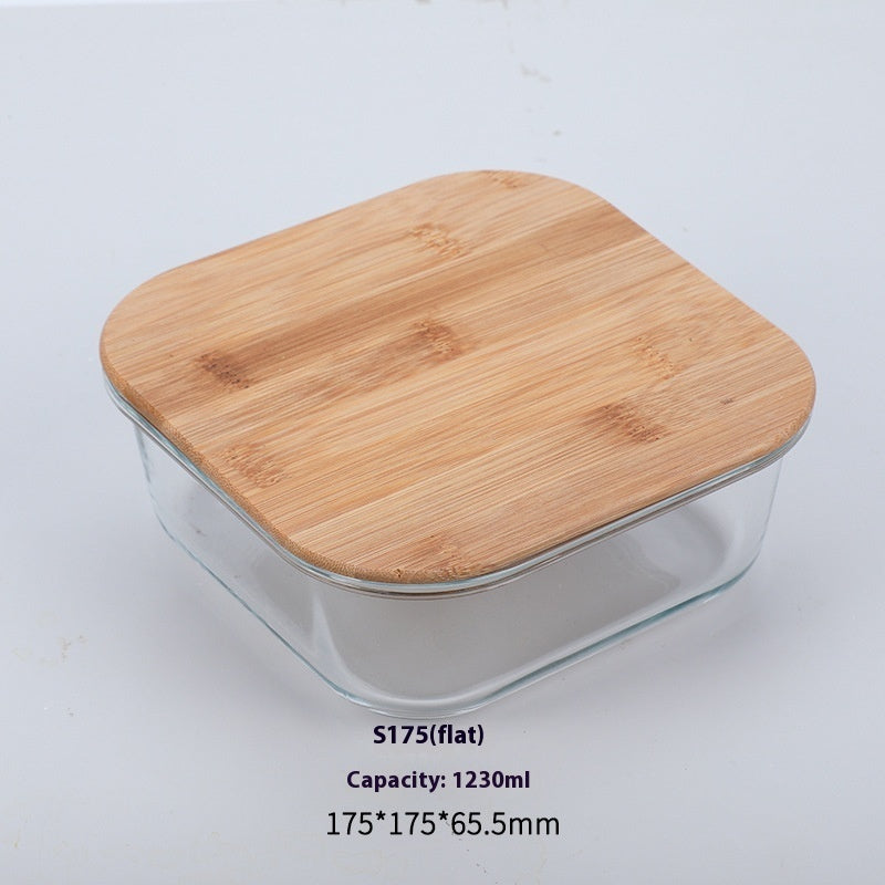 Bamboo Wood Lid Glass Lunch Box