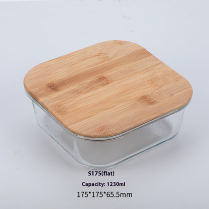 Bamboo Wood Lid Glass Lunch Box