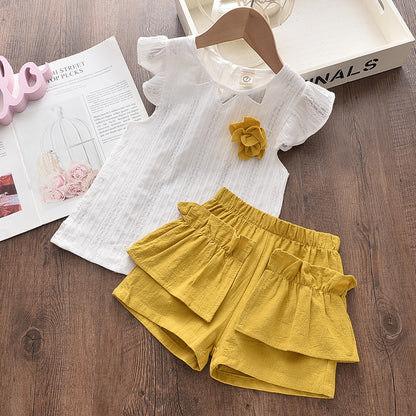 Baby Sleeveless Tank Top And Shorts Two-piece Suit