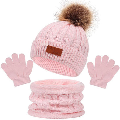 Children's Hat Scarf Gloves Three-piece set