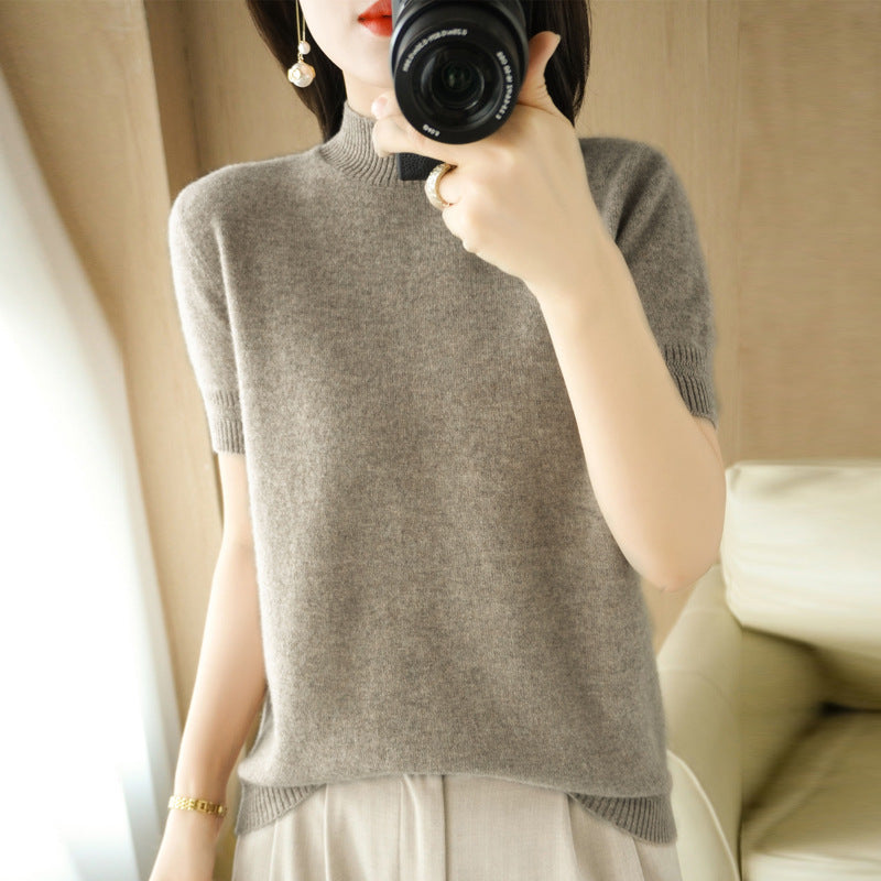 Mock-neck Mid-length Sleeve Lightweight Sweater Women