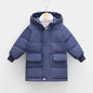 Mid-length Children's Cotton Clothes Hooded Thickened Jacket