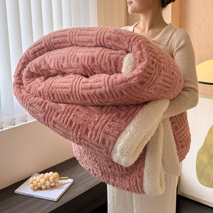 Double-layer Jacquard Lambswool Thickened Warm Blanket