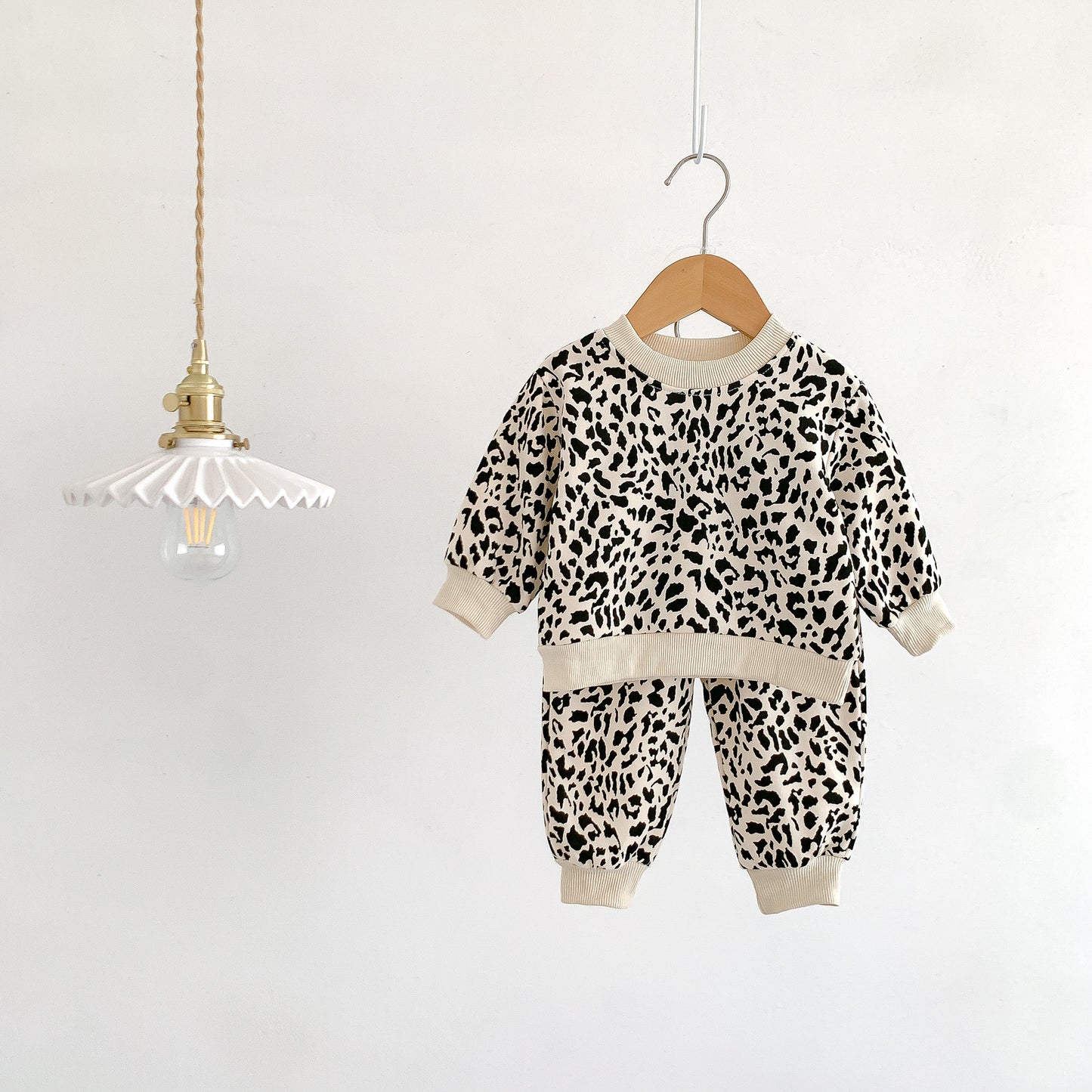 Clothes For Babies Cute Fashionable Leopard Print Sweater Pure Cotton Long Sleeve Suit