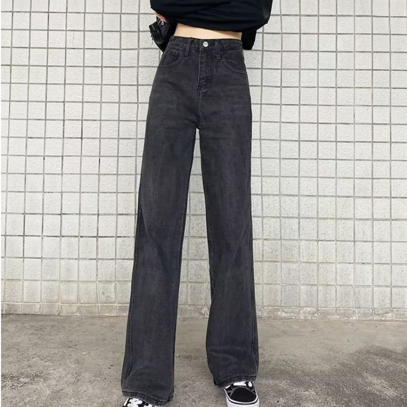 High Waist Wide Leg Jeans Slim Mop Straight Retro Hanging