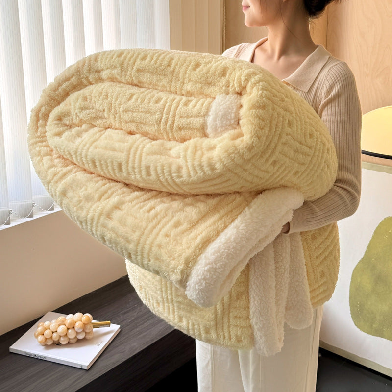 Double-layer Jacquard Lambswool Thickened Warm Blanket