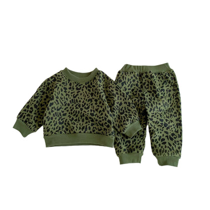 Clothes For Babies Cute Fashionable Leopard Print Sweater Pure Cotton Long Sleeve Suit