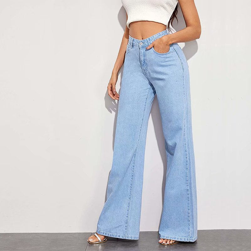 High Waist Wide Leg Jeans Slim Mop Straight Retro Hanging