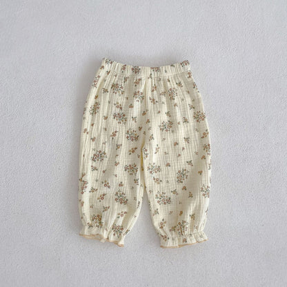 Childrens Versatile Floral Cotton Pants Mosquito Prevention