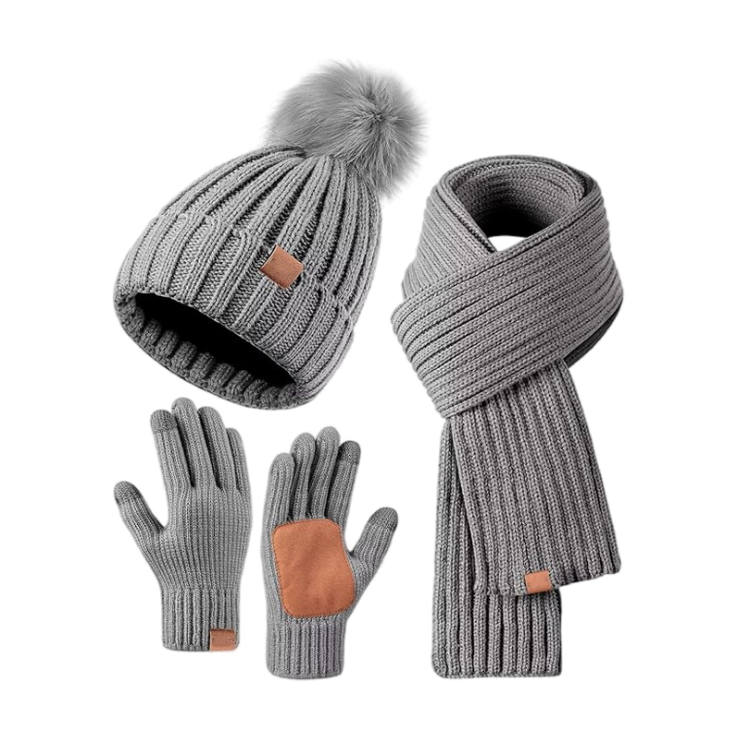 Knitted Hat Scarf Touch Screen Gloves