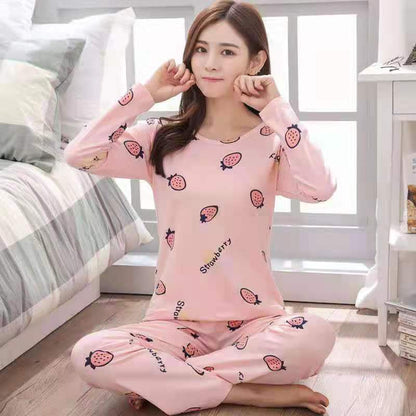 Womens Pajamas Set Cartoon Print Lounge Sets