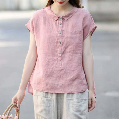 Summer New Short Sleeve Doll Collar Fashion Tops