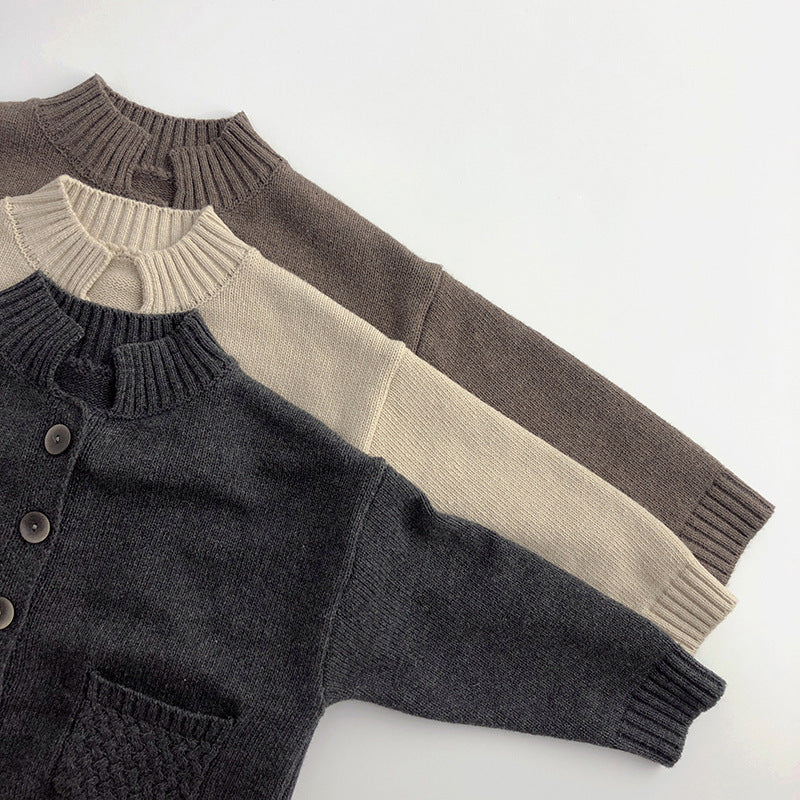 Children's Knitted Stand-up Collar Cardigan Top