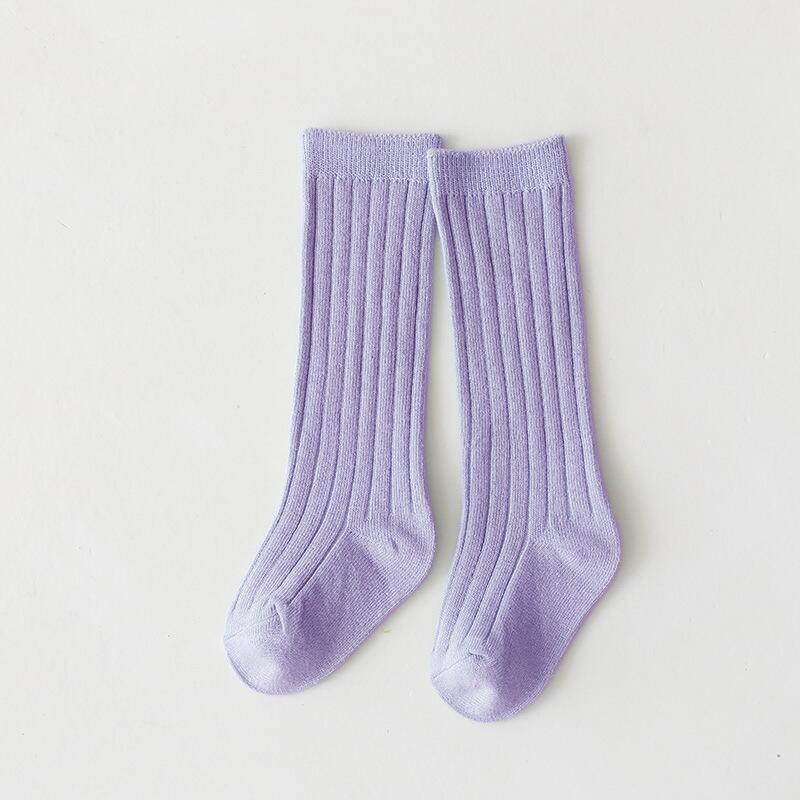 Sunken Stripe Socks Baby Plain Middle-long Stockings