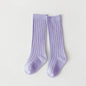 Sunken Stripe Socks Baby Plain Middle-long Stockings