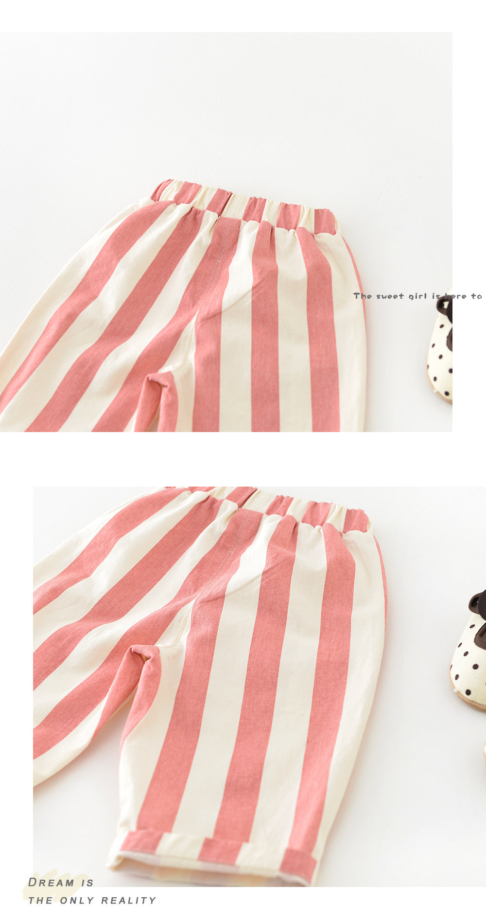 Infant Spring High Waist Color Striped Casual Trousers