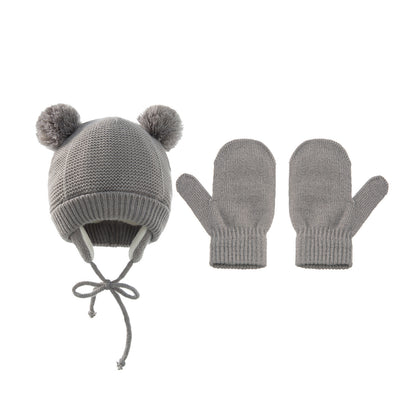 Braid Hat Gloves Warm Ear Protection Children's Knitted Hat