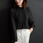 Womens Stand Collar Polka Dot Chiffon Shirt Long Sleeve