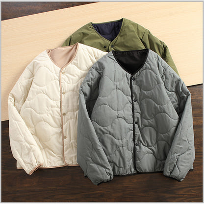 Collarless Winter Double-sided Wear Cotton Coat Jacket