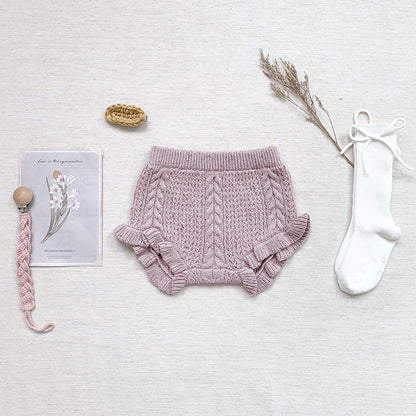 Baby Girl Twisted Knit Shorts