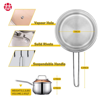 WANGYUANJI Non-Stick Stainless Steel Saucepan With Lid,