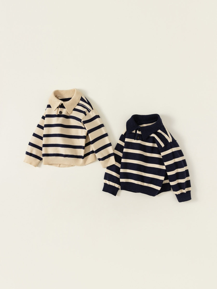 Kids' Sweater Polo Stripe Top Pullover Shirt