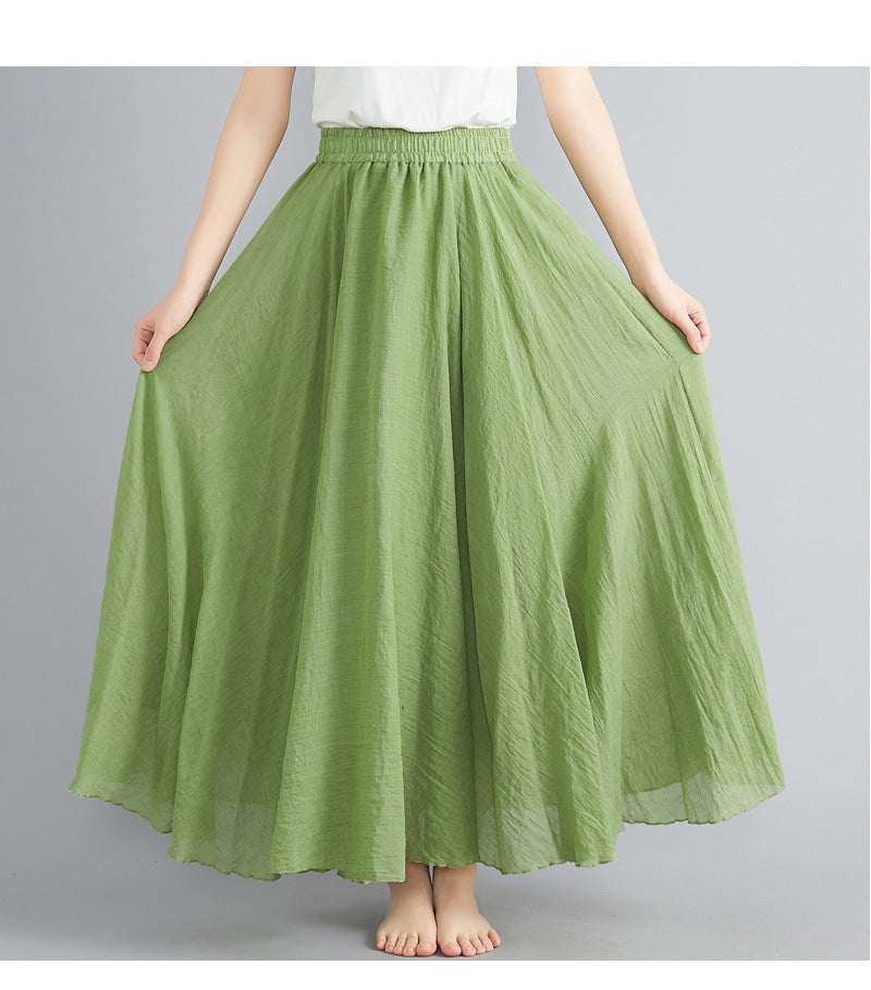 Lady Literature Plus Size Cotton And Linen Skirt