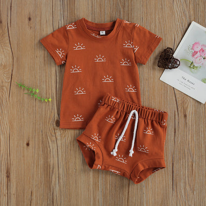 Kids Sun Print Short-sleeved T-shirt & Shorts