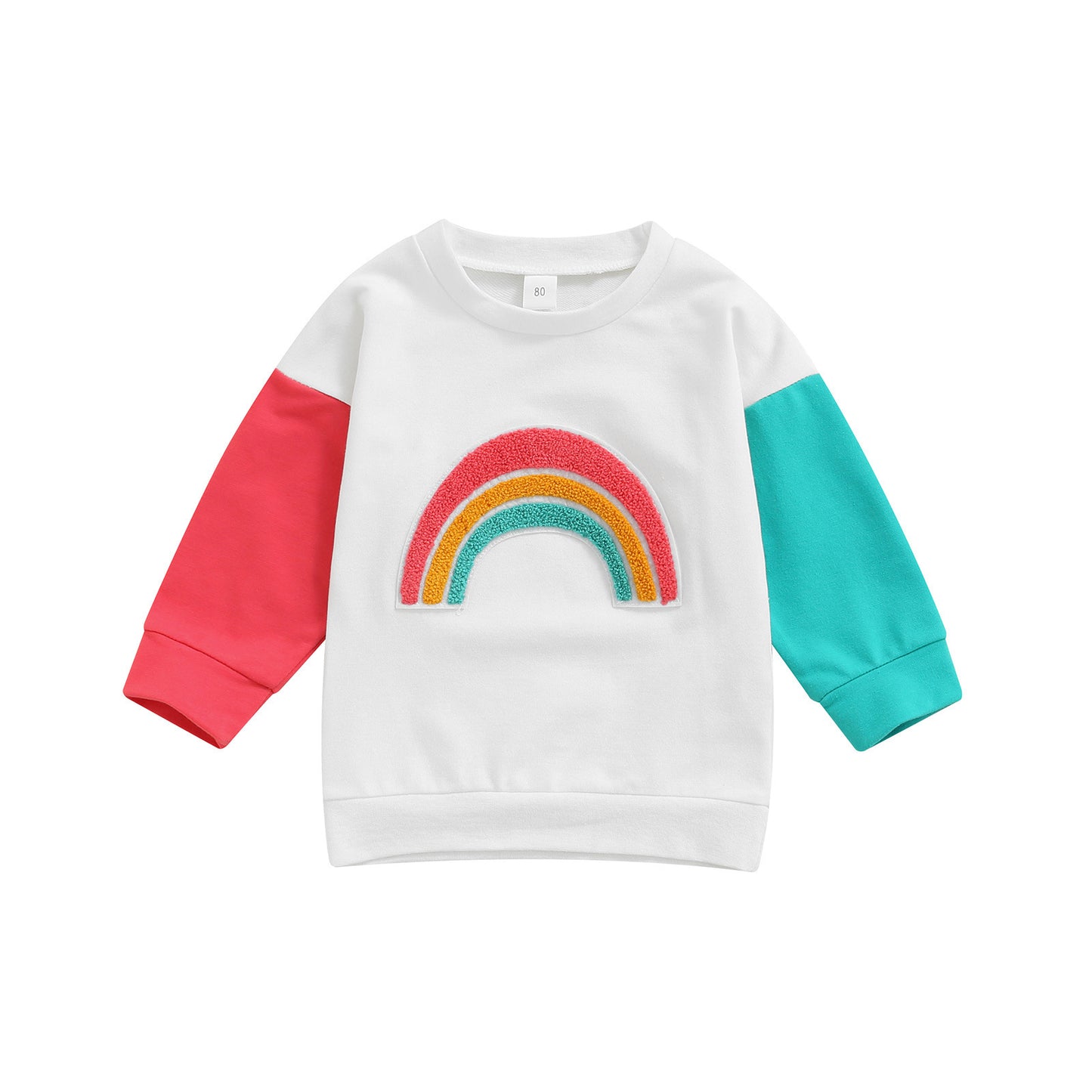 Children's Contrast Panel Long Sleeve T-Shirt Rainbow Top