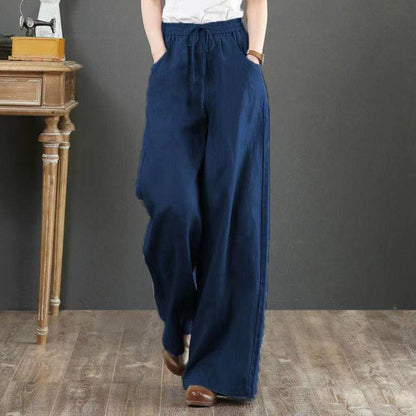 Linen Fabric Women's Wide-leg Pants Casual Yoga