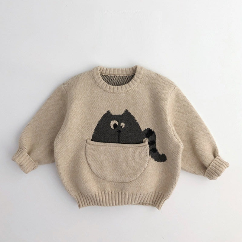 Cartoon Baby Soft Glutinous Sweater Cute Big Pocket