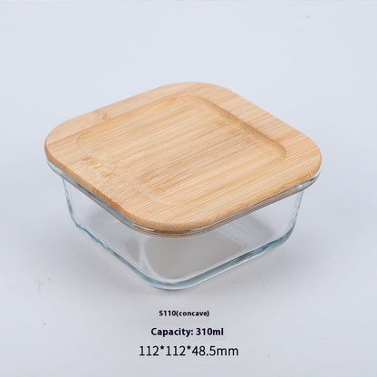 Bamboo Wood Lid Glass Lunch Box