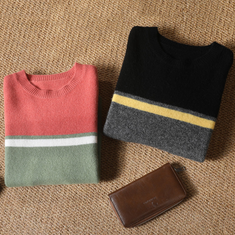 Mens Striped Pure Wool Sweater