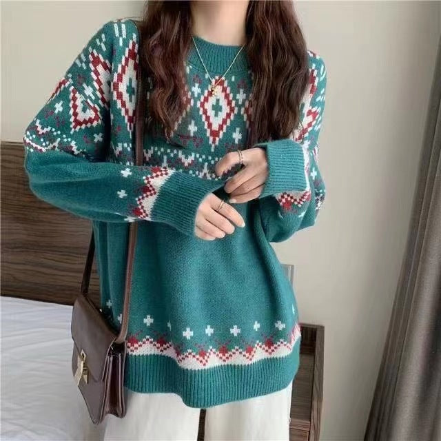 Womens Loose Pullover Christmas Sweater