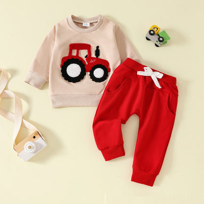 Long Sleeve Cotton Trousers Two-piece Sweater