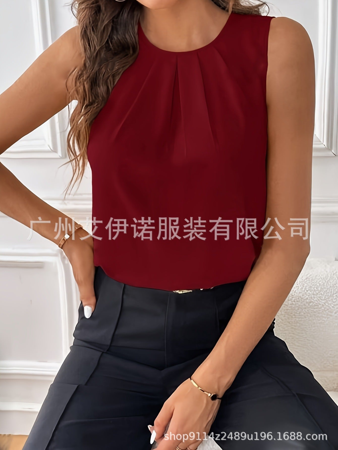 Sleeveless Button Versatile Simple Elegant Shirt Top