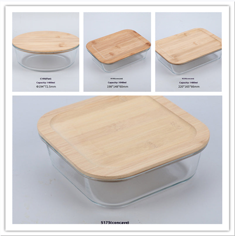 Bamboo Wood Lid Glass Lunch Box