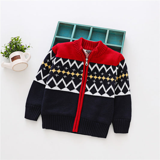 Children's Clothing Plus Velvet Cardigan Sweater