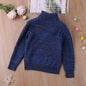 Childrens Checked Turtleneck Sweater With Long Sleeves