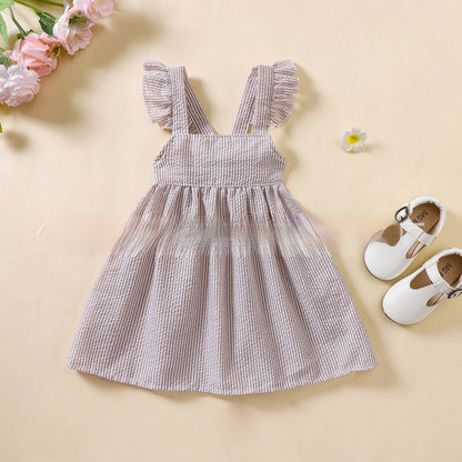 Sleeveless Puffy Spring And Summer Baby Girl Ruffled Dress