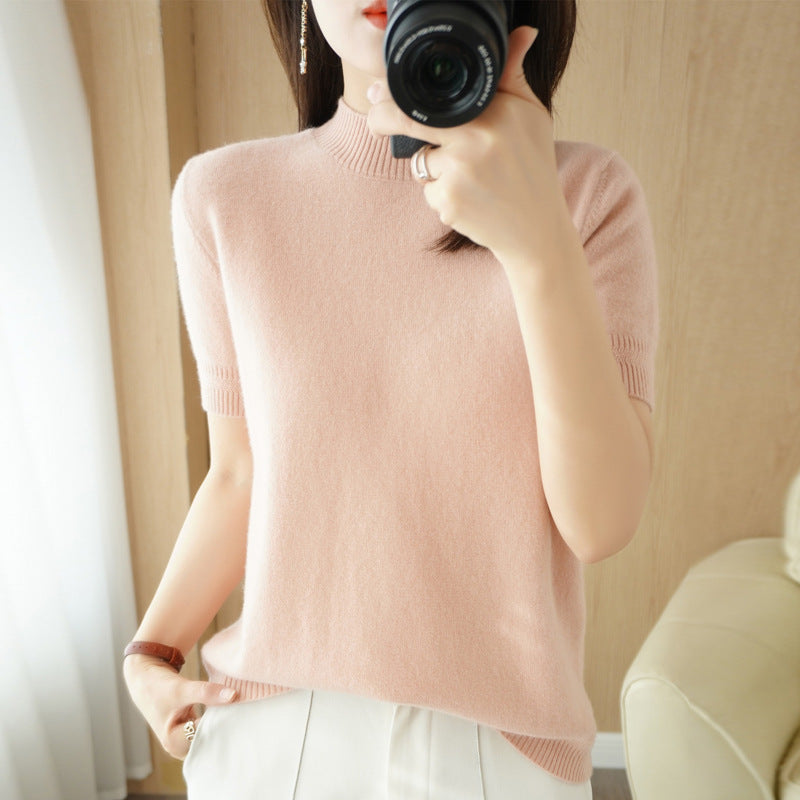 Mock-neck Mid-length Sleeve Lightweight Sweater Women