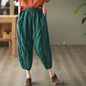 Summer Thin Striped Cotton And Linen Cropped Pants For Women