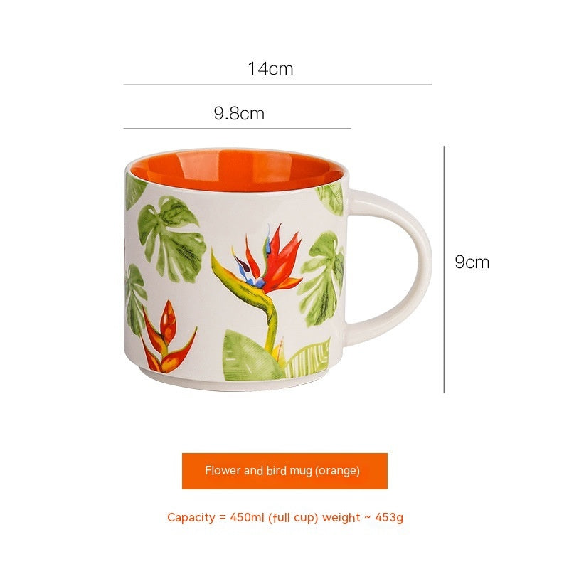 Flower Glaze Ceramic Cup Mug Household Large Capacity Breakfast Cup