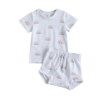 Kids Sun Print Short-sleeved T-shirt & Shorts