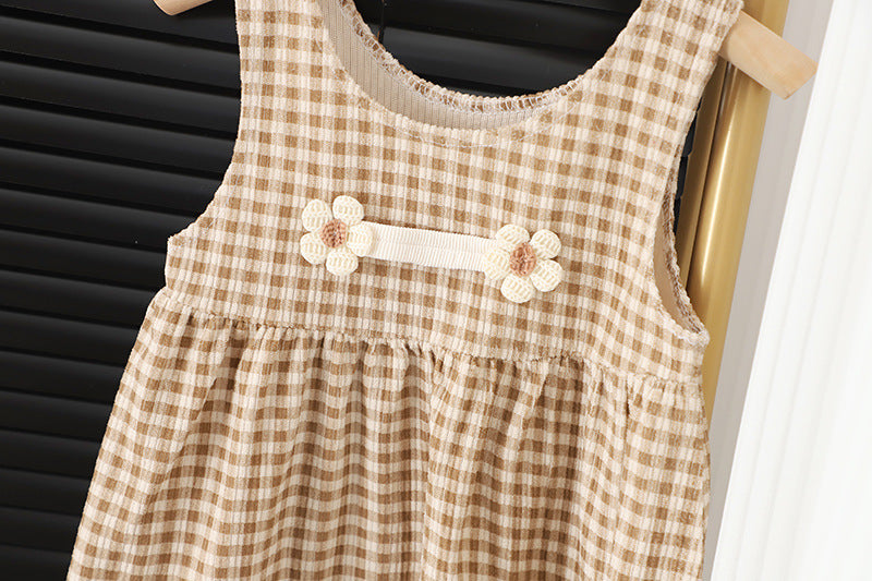 Baby Girl Round-neck Long-sleeved Dress Suit