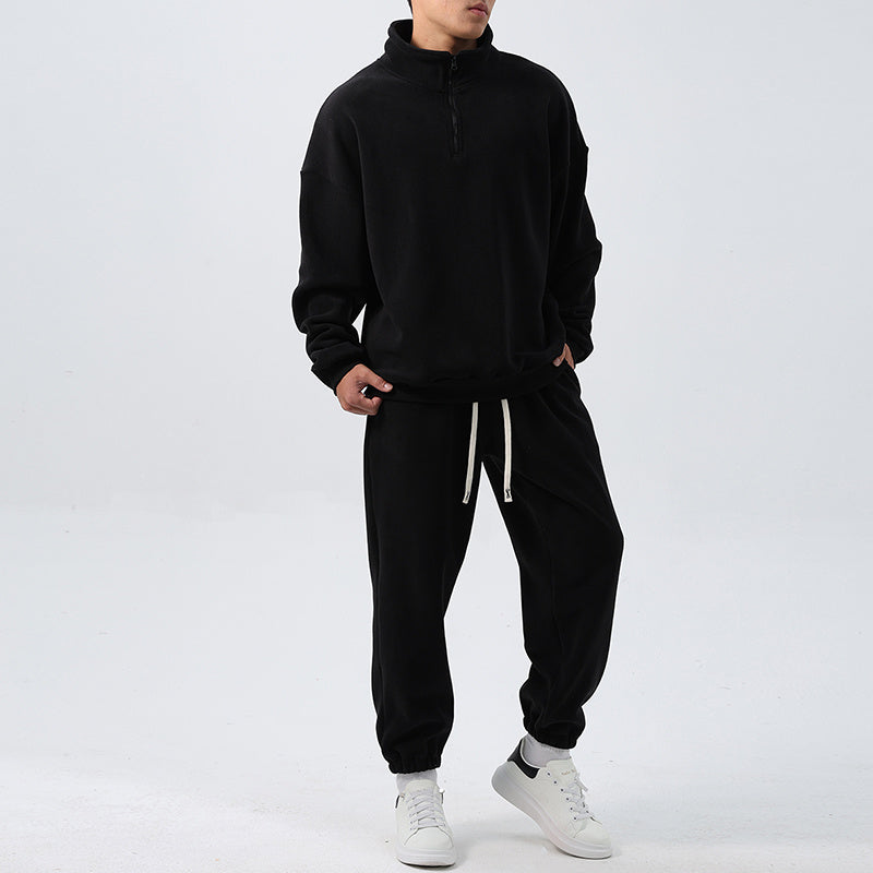 Men's Wide Fleece Long Sleeve Sweatshirt Sweatpants