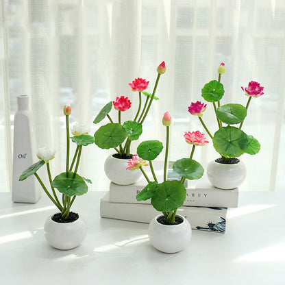 Mid-round Lotus Artificial Flower Bonsai