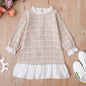 Girls Yellow Plaid Long-sleeved Dress