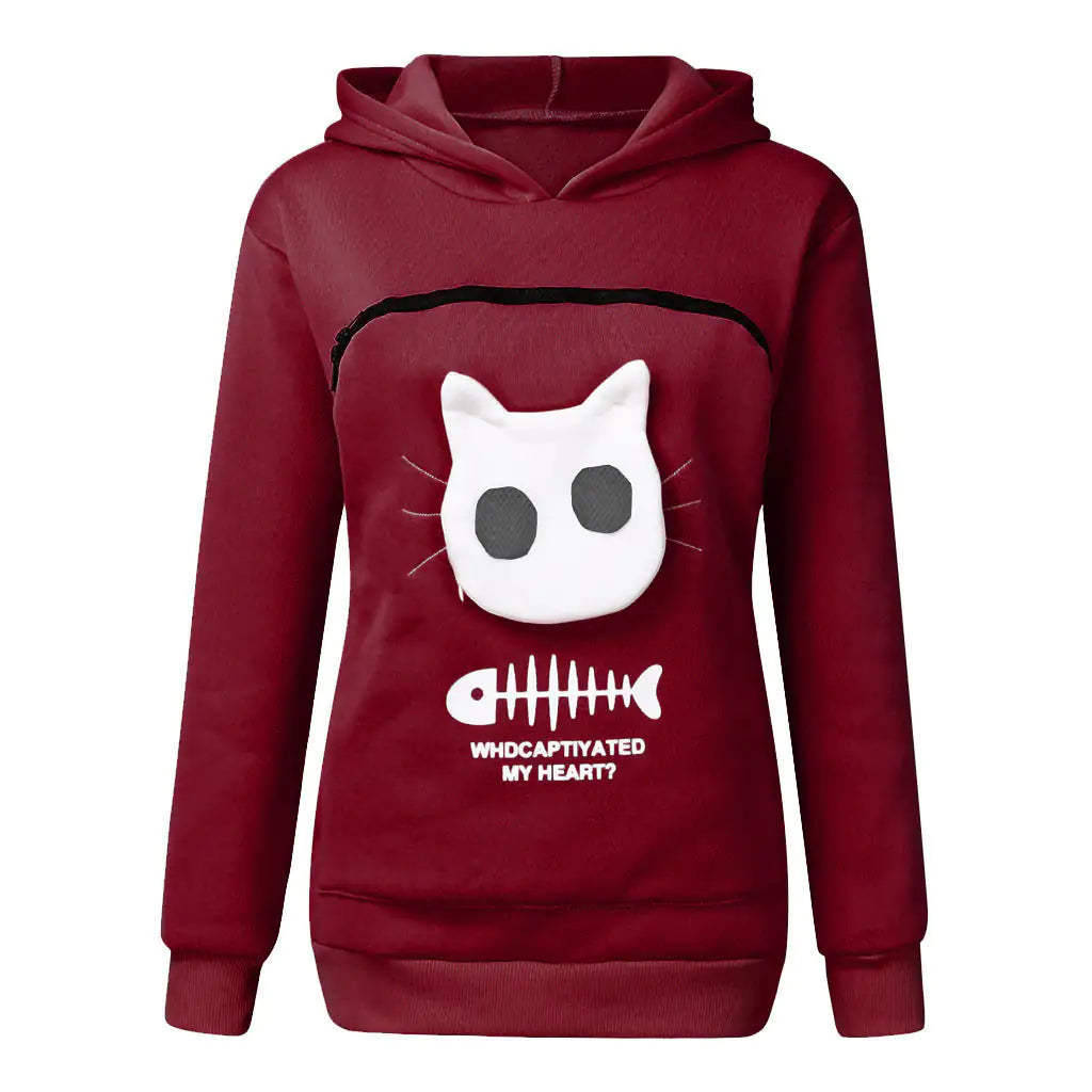 Hoodie Sweatshirt With Cat Pet Pocket Design